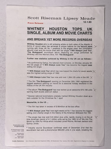 Whitney houston press - whitney, release